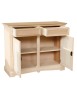 MOBILI 2G - Credenza 2 porte 2 cassetti Legno grezzo 117x46x96 vista frontale