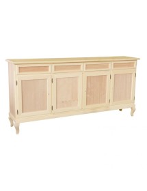 MOBILI 2G - Credenza 4 porte 4 cassetti Legno grezzo 205x45x98 vista frontale