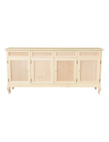 MOBILI 2G - Credenza 4 porte 4 cassetti Legno grezzo 205x45x98 vista frontale