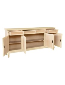 MOBILI 2G - Credenza 4 porte 4 cassetti Legno grezzo 205x45x98 vista frontale