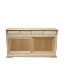 MOBILI 2G - Credenza 2 porte scorrevoli 4 cassetti Legno grezzo 180x48x100 VISTA FRONTALE
