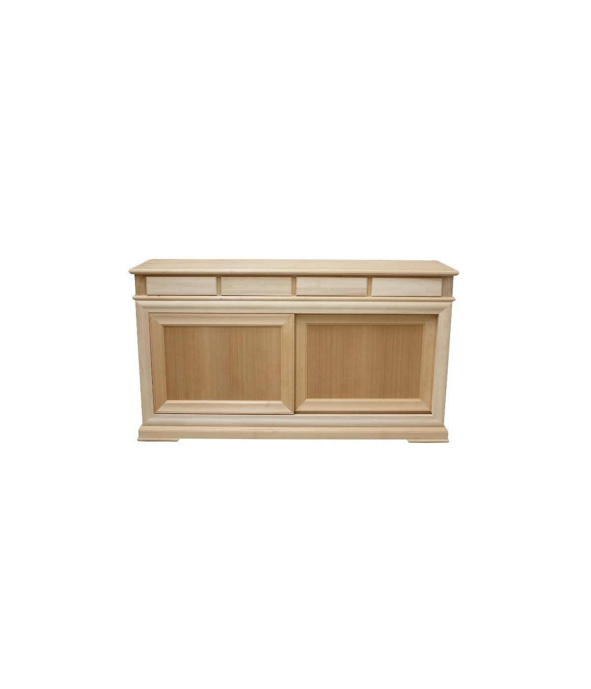 MOBILI 2G - Credenza 2 porte scorrevoli 4 cassetti Legno grezzo 180x48x100 VISTA FRONTALE