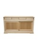 MOBILI 2G - Credenza 2 porte scorrevoli 4 cassetti Legno grezzo 180x48x100 VISTA FRONTALE