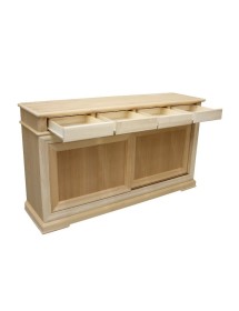 MOBILI 2G - Credenza 2 porte scorrevoli 4 cassetti Legno grezzo 180x48x100 VISTA FRONTALE