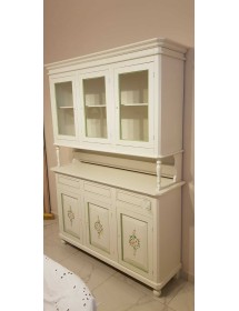 CRISTALLIERA 3 ANTE NAPOLETANA ARTE POVERA BIANCO DECORI L.150 P.43 H.208 (492)