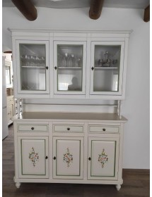 CRISTALLIERA 3 ANTE NAPOLETANA ARTE POVERA BIANCO DECORI L.150 P.43 H.208 (492)