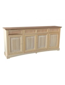 MOBILI 2G - Credenza 4 porte 4 cassetti Legno grezzo 220x46x96 VISTA FRONTALE