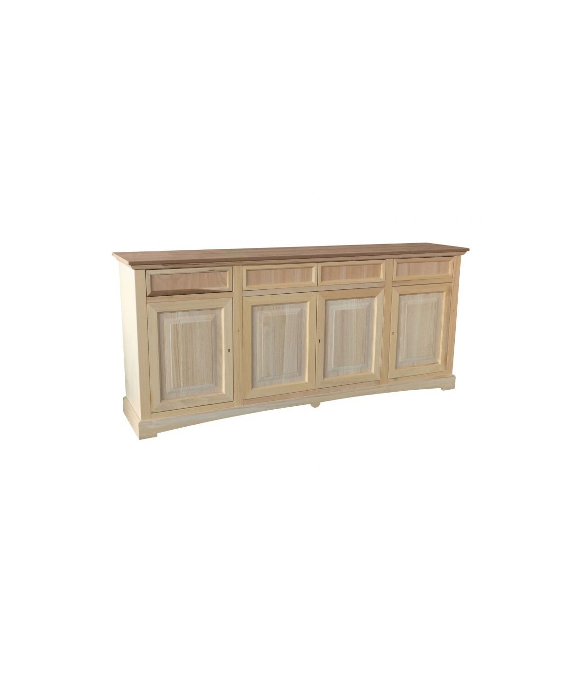 MOBILI 2G - Credenza 4 porte 4 cassetti Legno grezzo 220x46x96 VISTA FRONTALE