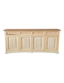 MOBILI 2G - Credenza 4 porte 4 cassetti Legno grezzo 220x46x96 VISTA FRONTALE