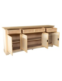 MOBILI 2G - Credenza 4 porte 4 cassetti Legno grezzo 220x46x96 VISTA FRONTALE