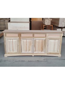 MOBILI 2G - Credenza 4 porte 4 cassetti Legno grezzo 220x46x96 VISTA FRONTALE