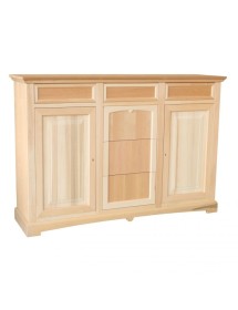 MOBILI 2G - Credenza 2 porte 6 cassetti Legno grezzo 170x46x116 vista frontale