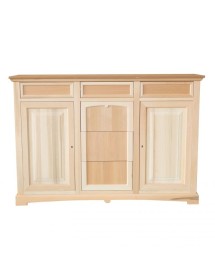 MOBILI 2G - Credenza 2 porte 6 cassetti Legno grezzo 170x46x116 vista frontale