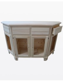 MOBILI 2G - MADIA CREDENZA IN LEGNO SCANTONATA GREZZA 4 PORTE L.158 P.48 H.102