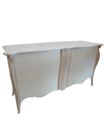 MOBILI 2G - Credenza sagomata 2 porte 1 cassetto estraibile Legno grezzo 165x52x88 vista frontale