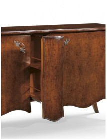 Credenza sagomata 2 porte 1 cassetto estraibile Legno grezzo 165x52x88 (2112)