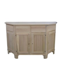 MOBILI 2G - MADIA CREDENZA IN LEGNO SCANTONATA GREZZA 4 PORTE L.158 P.48 H.102