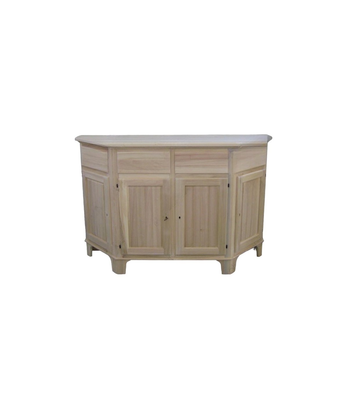 MOBILI 2G - MADIA CREDENZA IN LEGNO SCANTONATA GREZZA 4 PORTE L.158 P.48 H.102