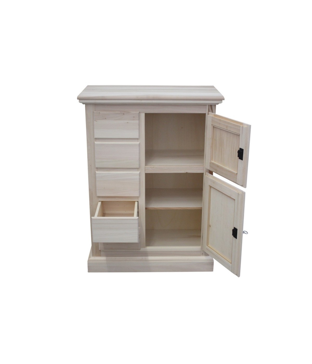 MOBILI 2G - Credenza dispensa 2 porte 5 cassetti Legno grezzo 75x40x100 vista frontale