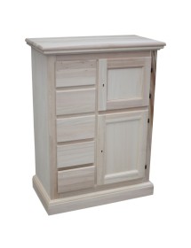 MOBILI 2G - Credenza dispensa 2 porte 5 cassetti Legno grezzo 75x40x100 vista frontale