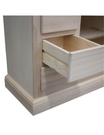 MOBILI 2G - Credenza dispensa 2 porte 5 cassetti Legno grezzo 75x40x100 vista frontale