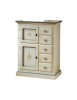 MOBILI 2G - Credenza dispensa 2 porte 5 cassetti shabby bianco patinato decori 75x40x100 vista frontale
