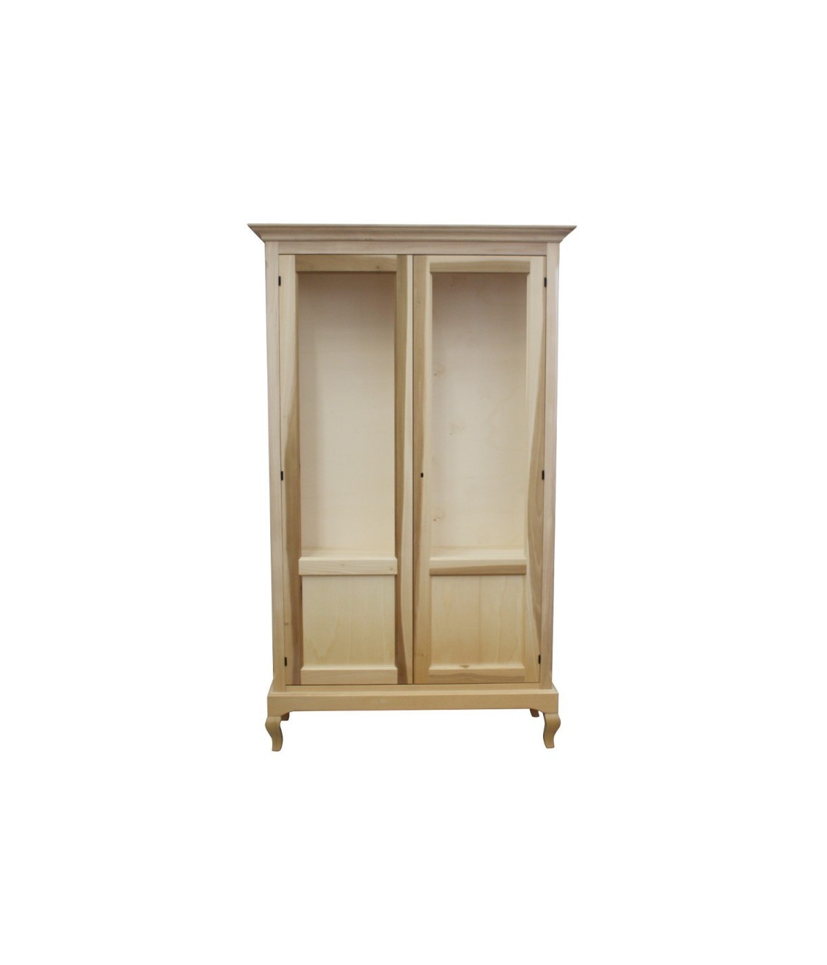 MOBILI 2G - VETRINA 2 ANTE GREZZA IN LEGNO L.126 P.44 H.207 vista frontale