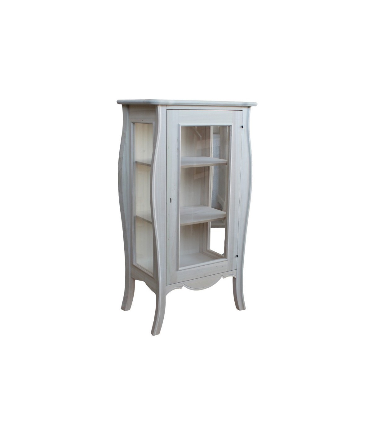 MOBILI 2G - VETRINA CLASSICA 1 PORTA IN LEGNO GREZZO L.71 P.48 H.134 (3096) vista frontale