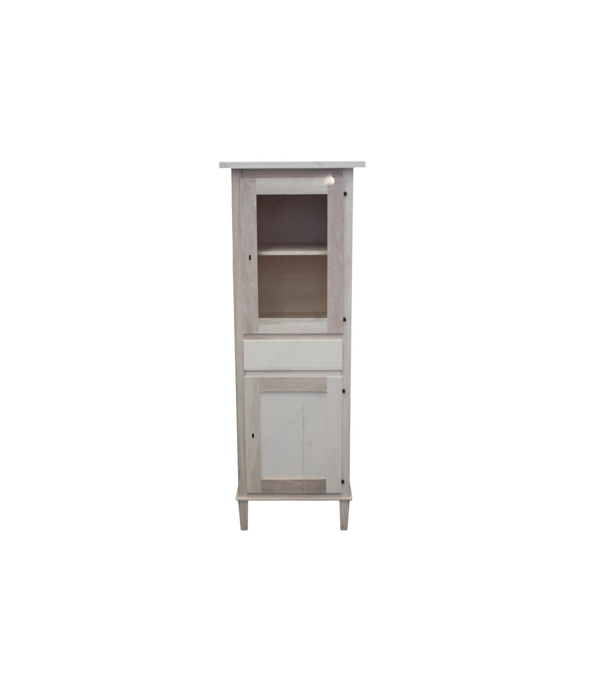 MOBILI 2G - Vetrina 2 Porte 1 cassetto Legno Grezzo 54x45x150 vista frontale