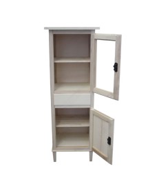 MOBILI 2G - Vetrina 2 Porte 1 cassetto Legno Grezzo 54x45x150 vista frontale