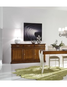 Credenza 3 porte 3 cassetti Legno grezzo 180x48x100 (3074)