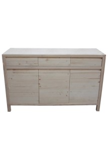 MOBILI 2G - Credenza 3 porte 3 cassetti Legno massello di abete grezzo 150x50x95 vista frontale