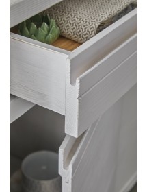 MOBILI 2G - Credenza 3 porte 3 cassetti Legno massello di abete grezzo 150x50x95 vista frontale