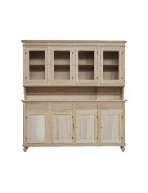 MOBILI 2G - Cristalliera 4 porte 4 cassetti Legno grezzo 196x43x208