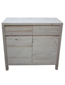 MOBILI 2G - Credenza 2 porte 2 cassetti Legno massello di abete grezzo 104x50x95 vista frontale