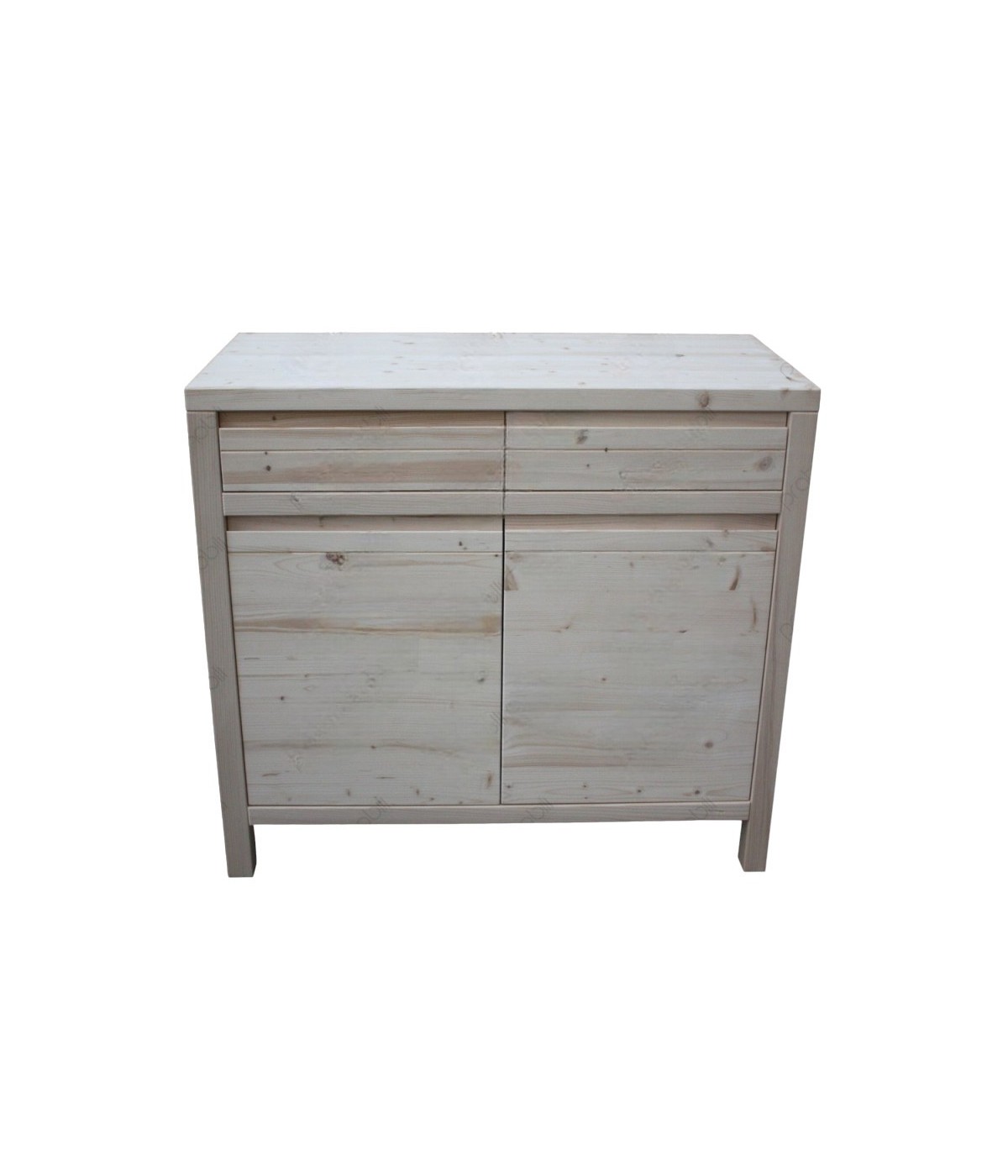 MOBILI 2G - Credenza 2 porte 2 cassetti Legno massello di abete grezzo 104x50x95 vista frontale