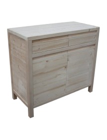 MOBILI 2G - Credenza 2 porte 2 cassetti Legno massello di abete grezzo 104x50x95 vista frontale