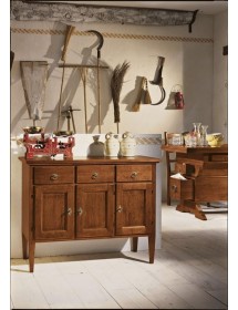 MOBILI 2G - Credenza 3 porte 3 cassetti Legno grezzo 105x42x82 vista frontale