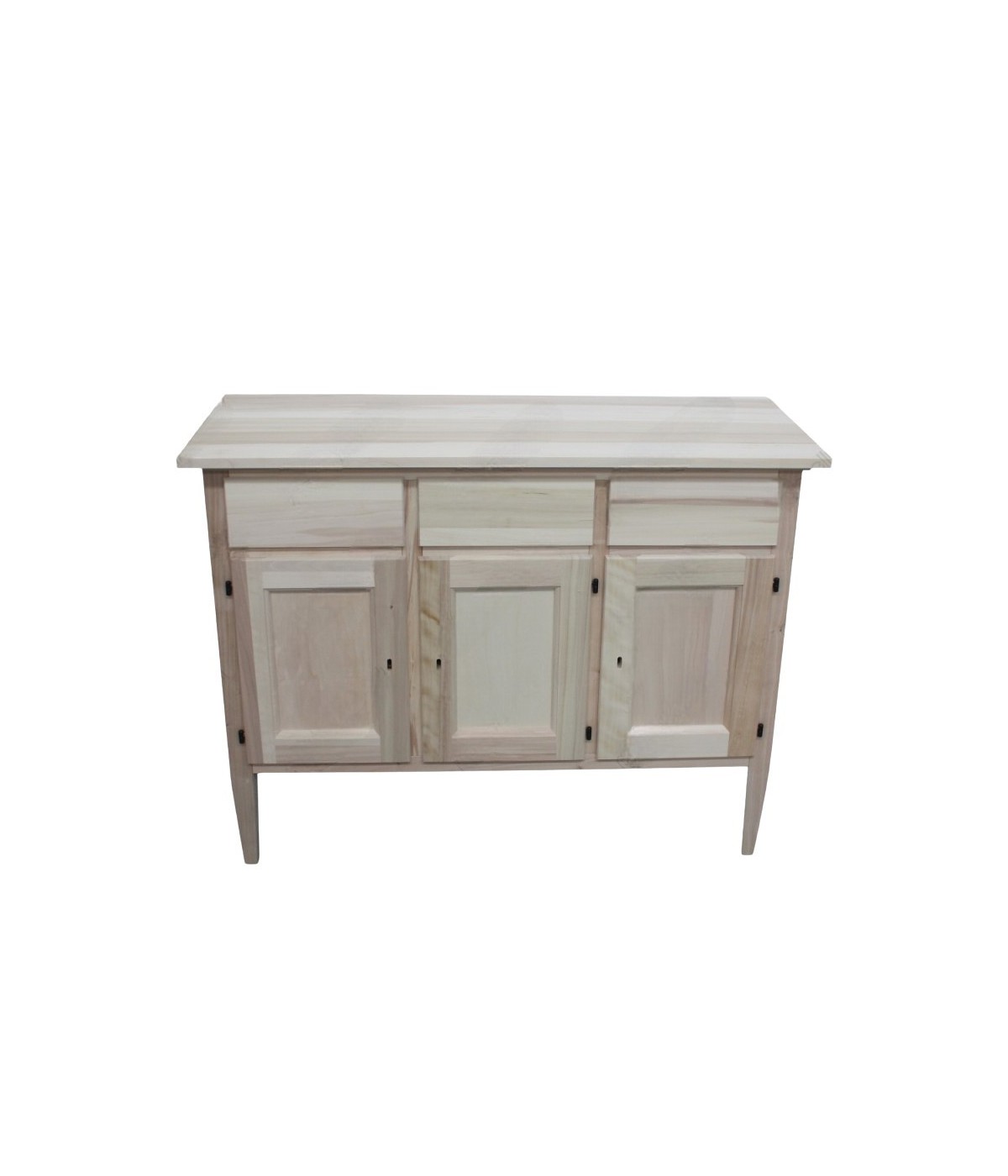 MOBILI 2G - Credenza 3 porte 3 cassetti Legno grezzo 105x42x82 (963) vista frontale