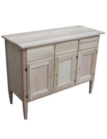 MOBILI 2G - Credenza 3 porte 3 cassetti Legno grezzo 105x42x82 vista frontale