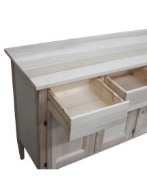 MOBILI 2G - Credenza 3 porte 3 cassetti Legno grezzo 105x42x82 vista frontale