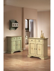 MOBILI 2G - Credenza 2 porte 2 cassetti Legno grezzo 90x40x94 vista frontale