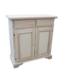 MOBILI 2G - Credenza 2 porte 2 cassetti Legno grezzo 90x40x94 vista frontale