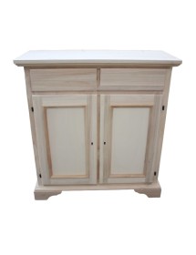 MOBILI 2G - Credenza 2 porte 2 cassetti Legno grezzo 90x40x94 vista frontale