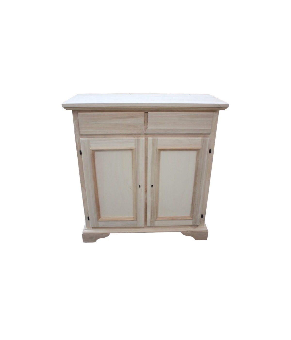 MOBILI 2G - Credenza 2 porte 2 cassetti Legno grezzo 90x40x94 vista frontale