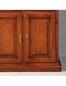 MOBILI 2G - Credenza madia classica 2 porte 2 cassetti Legno tinta noce 82x41x84 vista frontale