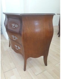 Comò classico bombato legno 3 cassetti tinta noce bassano 105x42x85