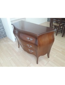 Comò classico bombato legno 3 cassetti tinta noce bassano 105x42x85