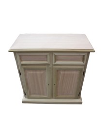 MOBILI 2G - Credenza madia classica 2 porte 2 cassetti Legno grezzo 82x41x84 vista frontale