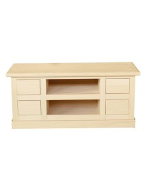 MOBILI 2G - Porta tv 4 cassetti 2 vani a giorno Legno grezzo 120x50x53 vista frontale